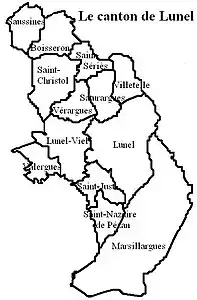 Carte du canton de Lunel.