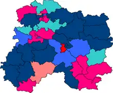 Répartition politique des cantons à la suite des élections de 2004.