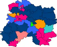 Répartition politique des cantons à la suite des élections de 2008.