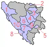 Emplacement numéroté des cantons sur une carte