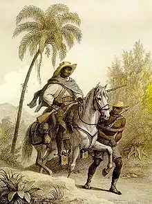 Chasseur d'esclaves et son captif, Brésil, 1823, Johann Moritz Rugendas.