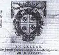 1590 F. Guarnerio, Capitols de cort del Stament Militar de Sardenya, Cagliari, premier usage en Sardaigne.