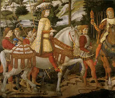 Laurent de Médicis sur la fresque de Benozzo Gozzoli, Cappella dei Magi.