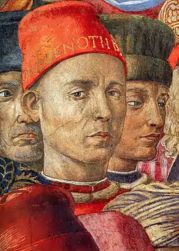 Benozzo Gozzolidans la fresque Le Cortège des mages, Palais Medici-Riccardi, Florence, 1459.