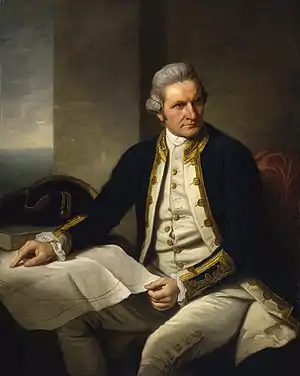 Portrait du captain James Cook, célèbre explorateur britannique.
