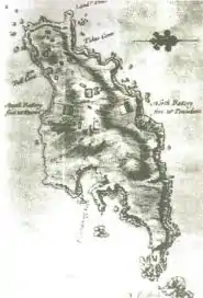 Carte des fortifications de l'île en 1750.