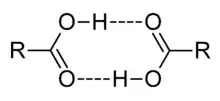 Liaison hydrogène entre des molécules d'acides.