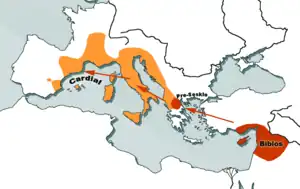 Origines et progression de la civilisation cardiale.Date : VIe millénaire av. J.-C. et Ve millénaire av. J.-C.