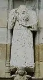 Carhaix : église Saint-Trémeur, portail ouest, statue de saint Trémeur (calcaire, XVIe)