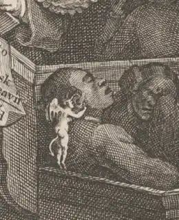 Philip Quaque est représenté endormi avec un petit diable qui chuchotte dans l'oreille.