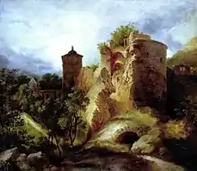 La tour en ruines du château de Heidelberg, 1830