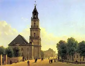 Vue de l'église de la Garnison de Potsdam et du château, 1827