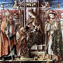 Carlo Crivelli (1430/1435-1495), Vierge trônant entourée de sept saints.