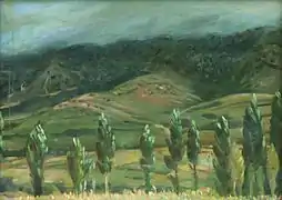 Los chopos (1950), Huile sur toile (41x56), coll. part.