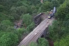 Le train à l'arrivée des secours