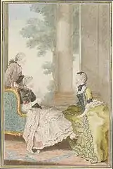 Carmontelle, La duchesse de Gramont, Mme de Stainville et le comte de Biron, vers 1762.