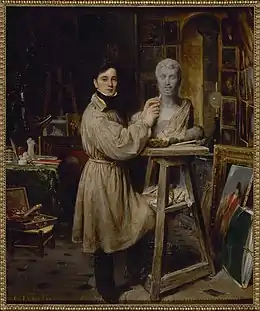 Jean-Pierre Dantan (1800-1869) en train de modeler le buste de Lépaulle, Paris, musée Carnavalet.