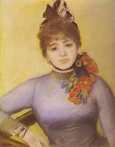 Séverine, journaliste féministe et anarchiste fut la première femme à diriger un grand quotidien en France. Portrait par Auguste Renoir, avant 1919.