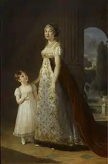 Caroline et sa fille Létizia, par Elisabeth Vigée Le Brun 1807, château de Versailles.
