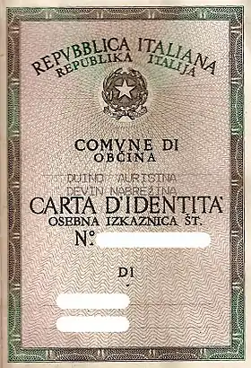 Carte d’identité bilingue italien – slovène.
