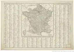 Carte électorale de France de Vivien de Saint Martin Louis publiée en 1821.