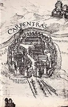 Vieux plan de la ville de Carpentras.