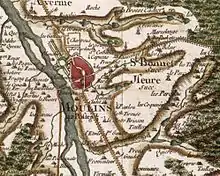 Moulins et pont de Régemortes représentés sur la carte de Cassini