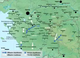 Carte des combats en Vendée, de juillet à décembre 1794.