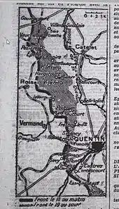 Carte montrant la prise définitive de Gricourt par l'armée anglaise en septembre 1918.