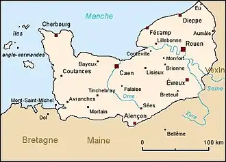 Carte historique du duché de Normandie