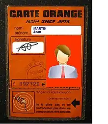 Premier modèle de la carte Orange (1975).