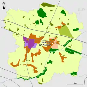 Carte en couleur des zones définies par le plan local d'urbanisme de Saint-Cyr-sur-Menthon en 2016.