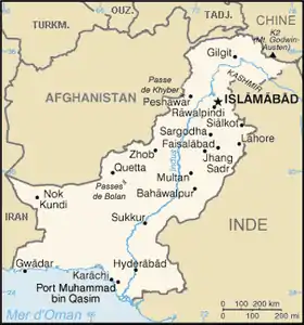 carte : Liste de points extrêmes du Pakistan
