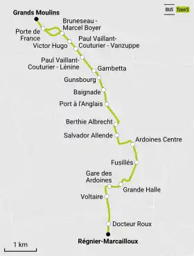 Voir la carte de la ligne.