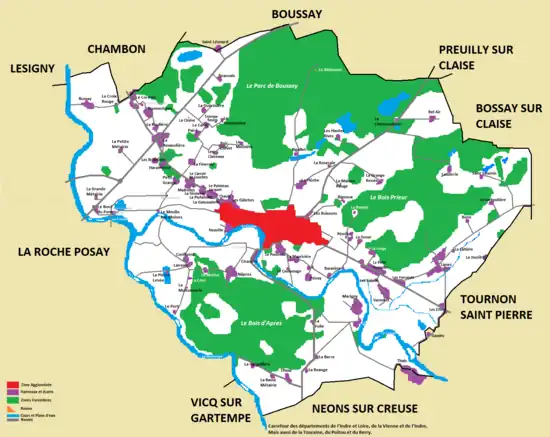 Carte d'Yzeures-sur-Creuse