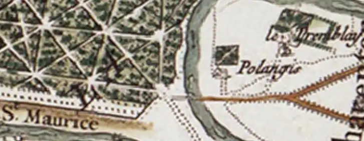 Entrée sud-est du Bois de Vincennes, sur la carte de Cassini.
