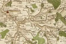 carte de Cassini du XVIIe siècle représentant les villages de Villeloin et Coulangé et les environs