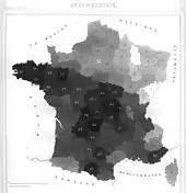 Carte de France de l'instruction (1833)