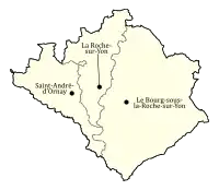 La Roche-sur-Yon et les communes absorbées en 1964.