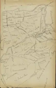  Carte réalisée par l'instituteur du village (Simonin) à la demande du Ministère de l'Instruction Publique pour la préparation de l'exposition de l'enseignement primaire public à l'exposition universelle de 1889.