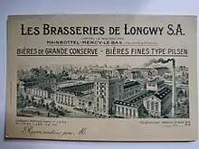 Carte de VRP de la brasserie de Longwy, datant des années 1930