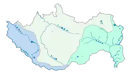 Carte montrant les différents ruisseaux et les sous-bassins versants d’Essarts en Bocage