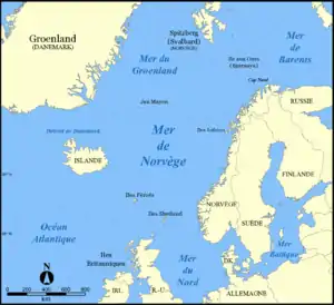 Carte de la mer de Norvège.