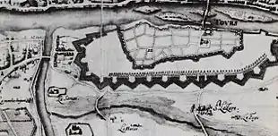 Carte et plan représentant la ville de Tours au début du XVIe siècle, en 1619. Extrait de document conservé aux archives départementales d'Indre-et-Loire.