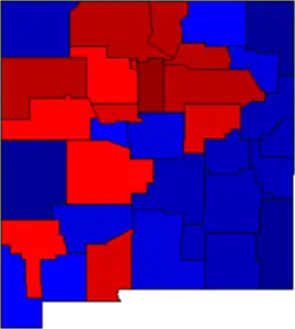 Carte des résultats de l'élection présidentielle américaine de 2016, par comté, au Nouveau-Mexique