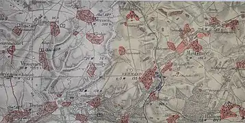 Carte montrant l'étendue des destructions de Hancourt.