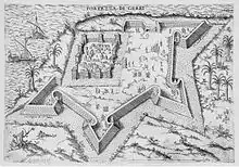 Carte du fort Borj El Kebir de Houmt Souk en 1599.