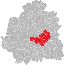 Situation du canton d'Ardentes, dans le département de l'Indre, de 1790 à mars 2015.