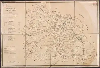 Carte du département du Puy-de-Dôme en 1841.