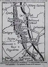 Le front les 18 et 19 septembre 1918, jours de la libération d'Épehy.
